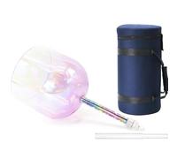 7 Inch Clear Pink Handheld Crystal Chalice, 432Hz For Stress Relief, Buddhist Sound Therapy, Meditation Prop, Relieves Fatigue And Anxiety, With Carry Case, Striker(A Note)