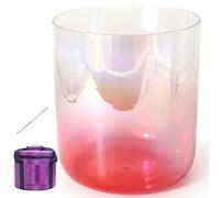 7 Inch Crystal Singing Bowl, for Sound Healing, Meditation, Prayer, Stress Reduction, with Free Striker & O-Ring, Heavy Duty Carrying Cases,Red-E Note