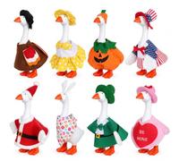 7 Inch Desk Goose Outfits 8-Pack Mini Goose Clothes Easy to Dress | Year-Round Halloween Christmas Holiday Desktop Decor, Desktop Geese Statues, for Office Home Table, Gift for Goose Lovers