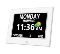 7 Inch Digital Clock (No Power Adaper) Alarm Clocks with Date and Day of W lzheimer's Clock Customizable Alarms 3 Display Modes Large Font Digital Clocks for Seniors Auto DST White