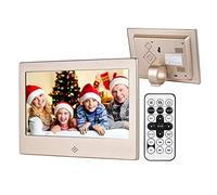 7 Inch Digital Photo Frame 1024x600 High Resolution Display MP3 Video Player Calendar Alarm Clock with remote controller Support USB SD Card Gift for Your,Gold