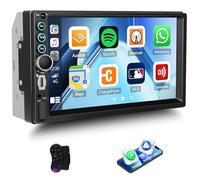 7 Inch Double Din Car Stereo with Wireless Carplay Android Auto Car Audio Receivers, Car Radio with Mirror Link, Bluetooth, SWC, FM, EQ, USB/Type C Charge 7 Color Light