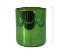 7 Inch F Note Crystal Singing Bowl Set for Sound Baths Yoga Meditation Sound Healing Alchemy Green Color 440HZ Frequency Includes Striker & O ring