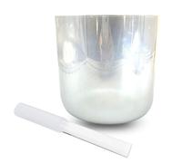 7 Inch F Note Crystal Singing Bowl with Silvery White Coating Cosmic Light Alchemy Sound Bowl for Yoga Meditation Sound Healing Includes Striker & O ring (440HZ)