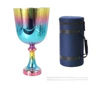 7 Inch Handheld Crystal Chalice, 440Hz Quartz Singing Bowl, Relieves Fatigue And Anxiety, Meditation Prop, With Carry Case, Striker(C Note)