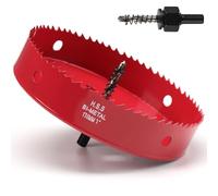 7 Inch Hole Saw for Wood, 178mm HSS BI-Metal Hole Saw for Recessed Lighting, 35mm Cutting Depth Hole Cutter with Hex Shank Drill Bit Adapter for Cornhole Boards Plastic Drywall Fiberboard, Red