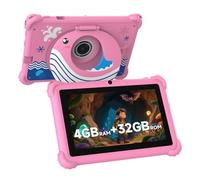 7-inch Kids Tablet for Toddlers, Android 12, 4GB RAM, 32GB ROM, WiFi, Bluetooth, Safe Eye Protection IPS Screen, Parental Controls, Dual Camera, Transparent Case for Education & Gaming (Pink)