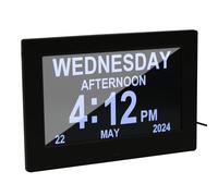 7 Inch Large Digital Calendar, Dementia Clock with Days Dates and Time of Day, Medication Reminders Calendar Clock for Elderly UK, Electronic Calendar for Vision Impaired, Elderly, Alzheimer (Black)