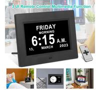 7 Inch Lcd Digital Alarm Clock Calendar Datetime F. Memory Loss Dementia Elderly 7 Black