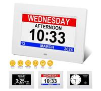 7 Inch Lcd Digital Alarm Clock Calendar Datetime F. Memory Loss Dementia Elderly 7 White