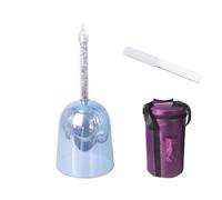 7 Inch Light Blue Clear Portable Handle Sound Bowl, Crystal Singing Bowl Chakra Bowl, Gift For Yoga Meditation & Sound With Acrylic Striker & Suitcase (A Note)