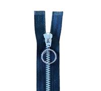 7 Inch Metal Open Ended Zip, Silver Teeth, Black Tape (Circle Puller)