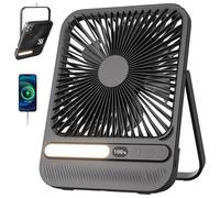7 Inch Portable Travel Fan with Light, 28H Runtime, 3.6cm Ultra Thin, 4.5m/s Strong Airflow, Timer, 42dB Quiet, 4 Speeds, 180° Tilt, Rechargeable Personal Desk Fan with LED Display for Camping, Office