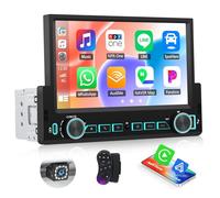 7 Inch Single Din Car Stereo - Wireless CarPlay & Android Auto, Mirror Link, Steering Wheel Control, Bluetooth, FM Radio, 7 Color Lights, EQ Adjustment, Online Video Support for Most Vehicles