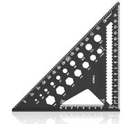 7 Inch Speed Square 3D Woodworking Triangle Ruler, Carpenters Square Roofing Square, Multi-Function Set Square for Marking, Layout & Framing, 7" Black Carpentry Square with Drill Holes