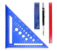 7 inch Speed Square Metric with 14 Types of Drill Holes,Triangle Ruler,Aluminum Alloy Carpenters Measuring Square,Carpentry Tools and Equipment (Blue)