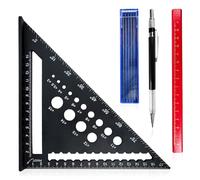 7 inch Speed Square Metric with 14 Types of Drill Holes,Triangle Ruler,Aluminum Alloy Carpenters Measuring Square,Carpentry Tools and Equipment (Black)