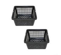 7 Inch Square Net Pots for Hydroponics Plastic Mesh Basket with Slotted Design for Aquaponics Bucket Insert Indoor Outdoor Growing Black 2 Pack(2pcs)