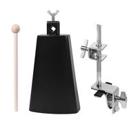 7-Inch Stainless Steel Cowbell with Drum Stick, Adjustable Mount for Drum Set and Percussion Accessories, Ideal for Rock, Latin, and Live Performances