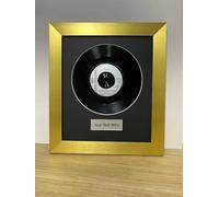 7 Inch Vinyl Record Frame Display with Personalised Title Plaque | Single Record Wall Art for Music Collectors | Memorabilia Display Case | 12.25 x 10.75 Inch (Black Mount, Gold Frame)