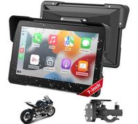7 Inch Wireless Motorcycle CarPlay &Android Auto, Waterproof Smart GPS Navigation System, Portable Moto Car Play Screen with Dual Bluetooth, Voice Control, Navigation, Siri/G-Assist, Anti-Glare