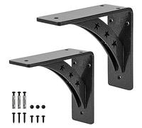 7 inch x 6 inch Heavy Duty Shelf Brackets，max Load 900 LBS,Premium Alloy Metal Mantel Brackets , (Set of 2) Fireplace Mantel Brackets - Countertop Support Brackets (Black-Metallic Silver)