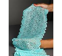 7 Inches by 5 Yards Stretch Lace Trim Elastic Ribbon Continuous Roll by Alice Crafts | Mint Green