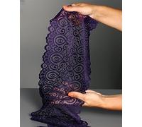 7 Inches by 5 Yards Stretch Sewing Lace Trim Fabric Elastic Ribbon Continuous Roll by Alice Crafts | Dark Purple