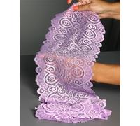 7 Inches by 5 Yards Stretch Sewing Lace Trim Fabric Elastic Ribbon Continuous Roll by Alice Crafts | Lilac