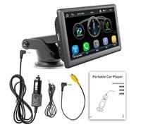 7 Inches Car MP5 Player WiFi Bluetooth 5.0 Hands-Free Calls Music Player Adjustable GPS Navigation Head Unit Mirrorlink Stereo Radio Wired with Wireless Carplay/Android Auto for Car Built-in Speaker