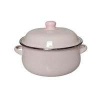 7 Inches Thicken Double Ears Stew Pot 1.5L Porcelain Enameled Soup Bowl With Lid Instant Noodle Induction Cooker For Stews, Roasting, Bread Baking(PInk)