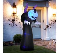 Outsunny 7Ft Inflatable Halloween Round-headed Ghost Blow-up Outdoor Display W/ Leds