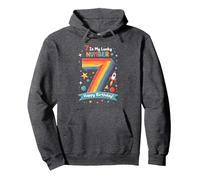 7 Is My Lucky Number Happy Birthday Space Adventure Pullover Hoodie, Adult Unisex, Dark Heather Grey, XL