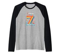 7 is My Lucky Number Happy Birthday Space Adventure Raglan Baseball Tee, Men, Black/Athletic Heather, XL