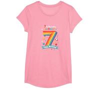 7 is My Lucky Number Happy Birthday Space Adventure T-Shirt, Girls, Pink, Small