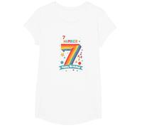 7 is My Lucky Number Happy Birthday Space Adventure T-Shirt, Girls, White, Large