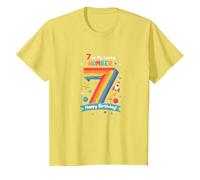 7 is My Lucky Number Happy Birthday Space Adventure T-Shirt, Kids, Lemon, 10 Years