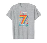 7 is My Lucky Number Happy Birthday Space Adventure T-Shirt, Men, Heather Grey, XL