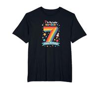 7 is My Lucky Number Happy Birthday Space Adventure T-Shirt, Men's Big and Tall, Black, 4X Tall