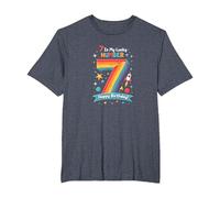 7 is My Lucky Number Happy Birthday Space Adventure T-Shirt, Men's Big and Tall, Heather Blue, 2X Tall