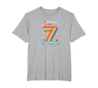 7 is My Lucky Number Happy Birthday Space Adventure T-Shirt, Men's Big and Tall, Heather Grey, 4X Tall