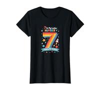7 is My Lucky Number Happy Birthday Space Adventure T-Shirt, Women, Black, XS