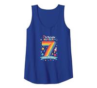 7 is My Lucky Number Happy Birthday Space Adventure Tank Top, Women, Royal Blue, S