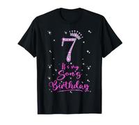 7 It's My Son's Birthday Pink Crown 7 Years Old T-Shirt