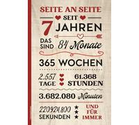 7 Jahrestag Geschenk: A5 Notizbuch liniert Idee zum 7 Hochzeitstag SEITE AN SEITE SEIT 7 JAHREN Notiz Buch für Erinnerungen nach sieben Jahren glücklicher Beziehung Kleinigkeit zum 7. Kennlerntag