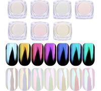 7 Jar Pearl Powder Mirror Effect Chrome Nail Powder Metallic Nail Manicure Pigment