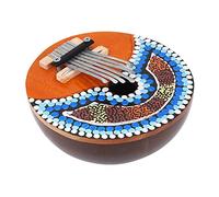 7 Key Tuneable Coconut Shell Mbira, African Thumb Piano, Portable Finger Musical Instrument with Metal Bars, Natural Wood Grain Design for Kids Adults Beginners