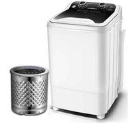 7 Kg Portable Single-Tub Washing Machine - Mini With Drain Basket | Ideal For Apartments, Camping, Dorm Room | 400W Washing Power(Color:Black)