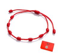 7 Knots Bracelet Red Original Against the Evil Eye and Protection Bad Energy Handmade Thread Charm for Men Women Couples and Friendship, Good Luck Accessory Kabbalah, 7 Chakras Red, Ajustable, Cotton