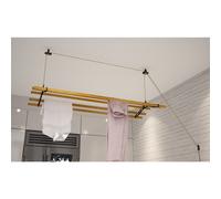 (7 Lath Black, 2.4m) Pulley Clothes Airer Ceiling Maid Victorian Laundry Rack Maiden Kitchen Dryer 4,6,7 Laths with & without laths